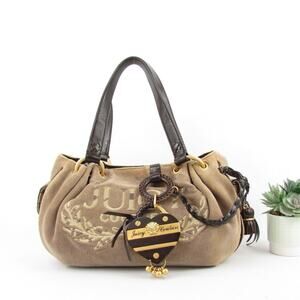 Juicy Couture Y2K Vintage Velour Bag with Logo Charm